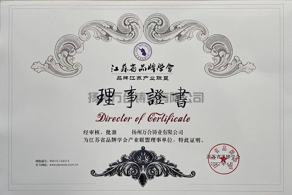 江蘇省品牌學(xué)會(huì)理事證書